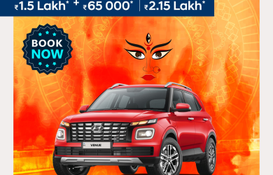 Hyundai VENU on-road offer at Sansai Hyundai Nalgonda with up to 2.15 Lakh benefits including GST and consumer discounts. New price starts from 9.14 Lakh.
